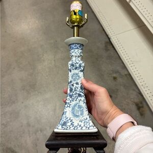 Blue and White Floral Ceramic Lamp Base